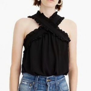 NWT J. Crew Cross-front Ruffled Strap Tank / Blouse size 14T